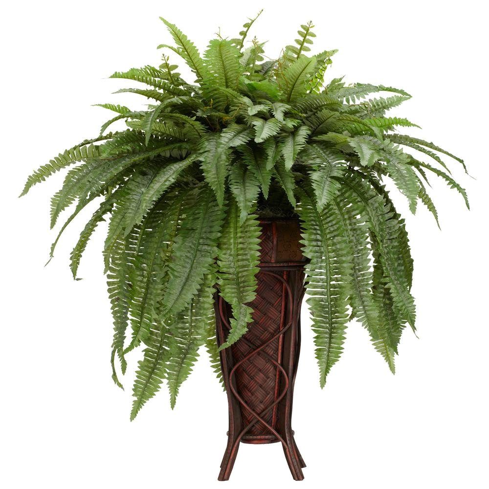 h green boston fern with stand silk plant