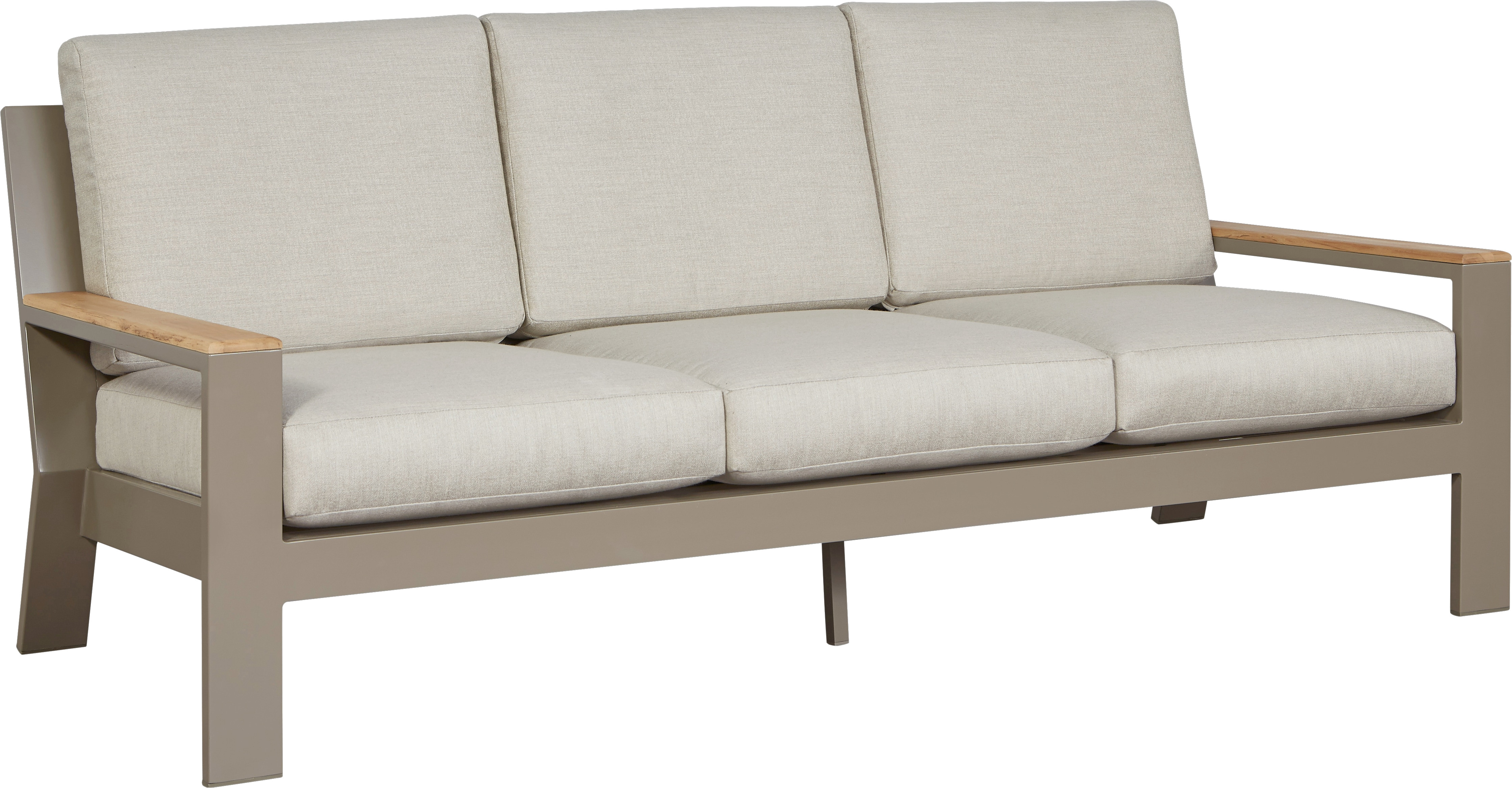 solana taupe outdoor sofa with beige cushions outdoor sofas beige metal