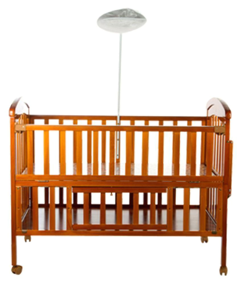 mee mee wooden baby cot with cradle cream