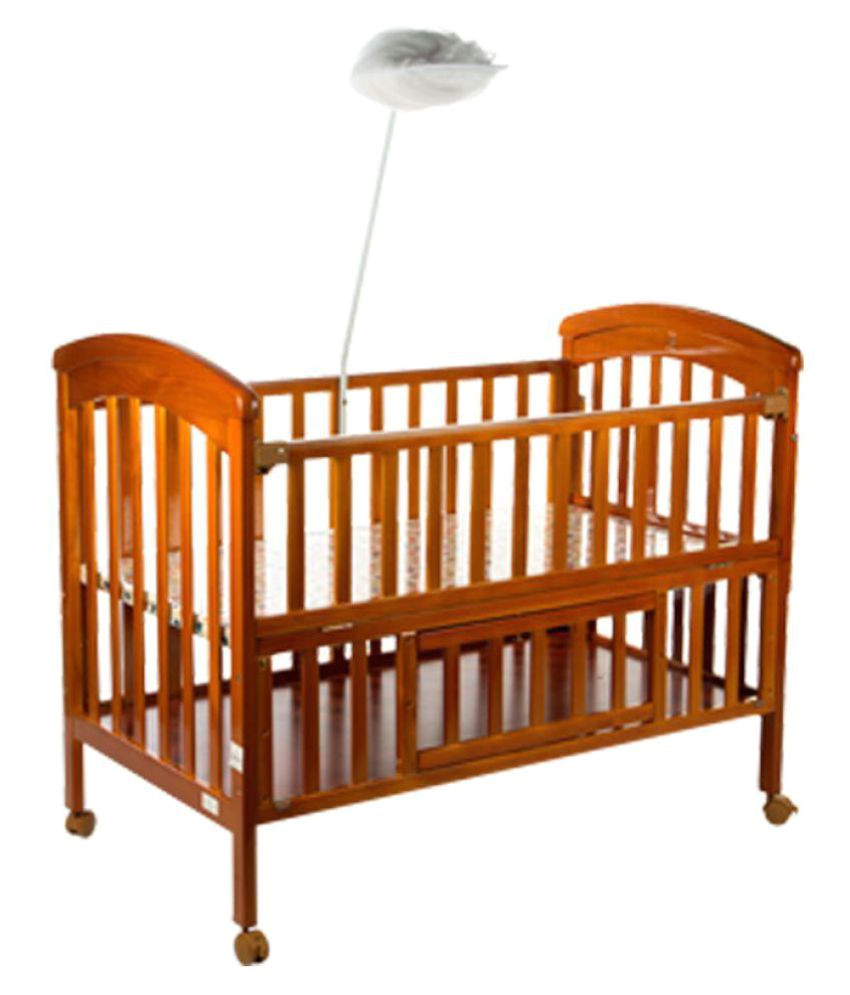 mee mee wooden baby cot with cradle cream