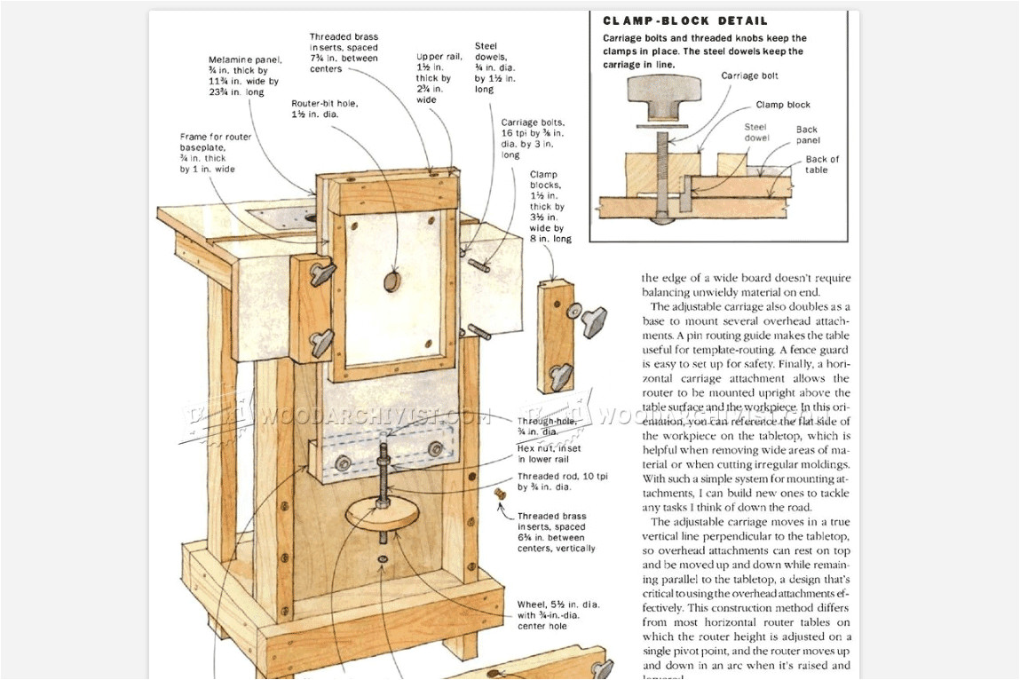 screenshot of a router table from a woodarchivist free router table plan