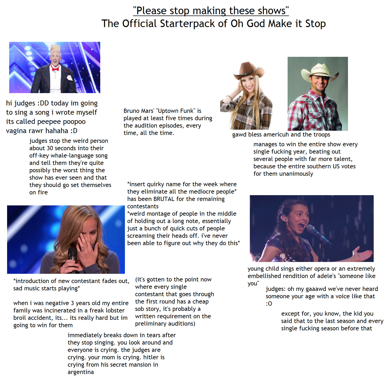 generic singing talent show starterpack