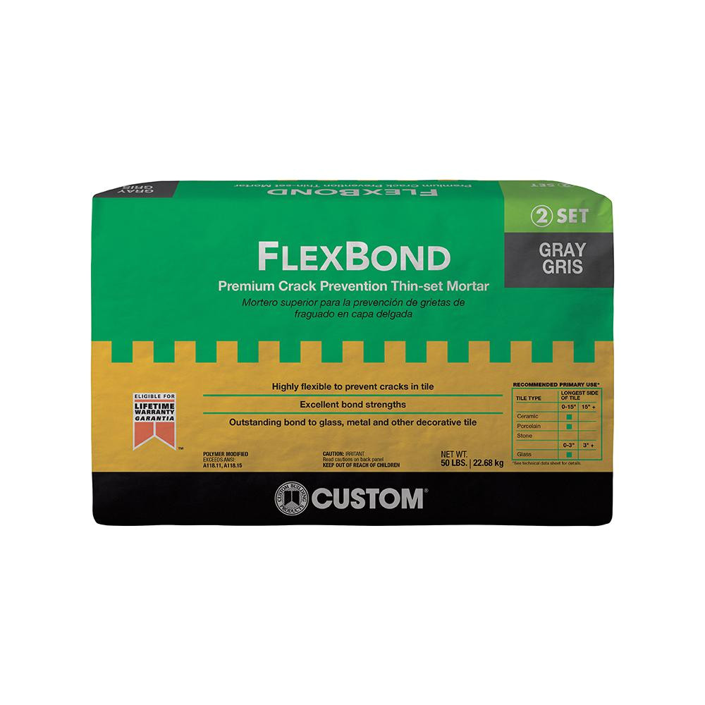 custom building products flexbond gray 50 lb fortified thin set mortar