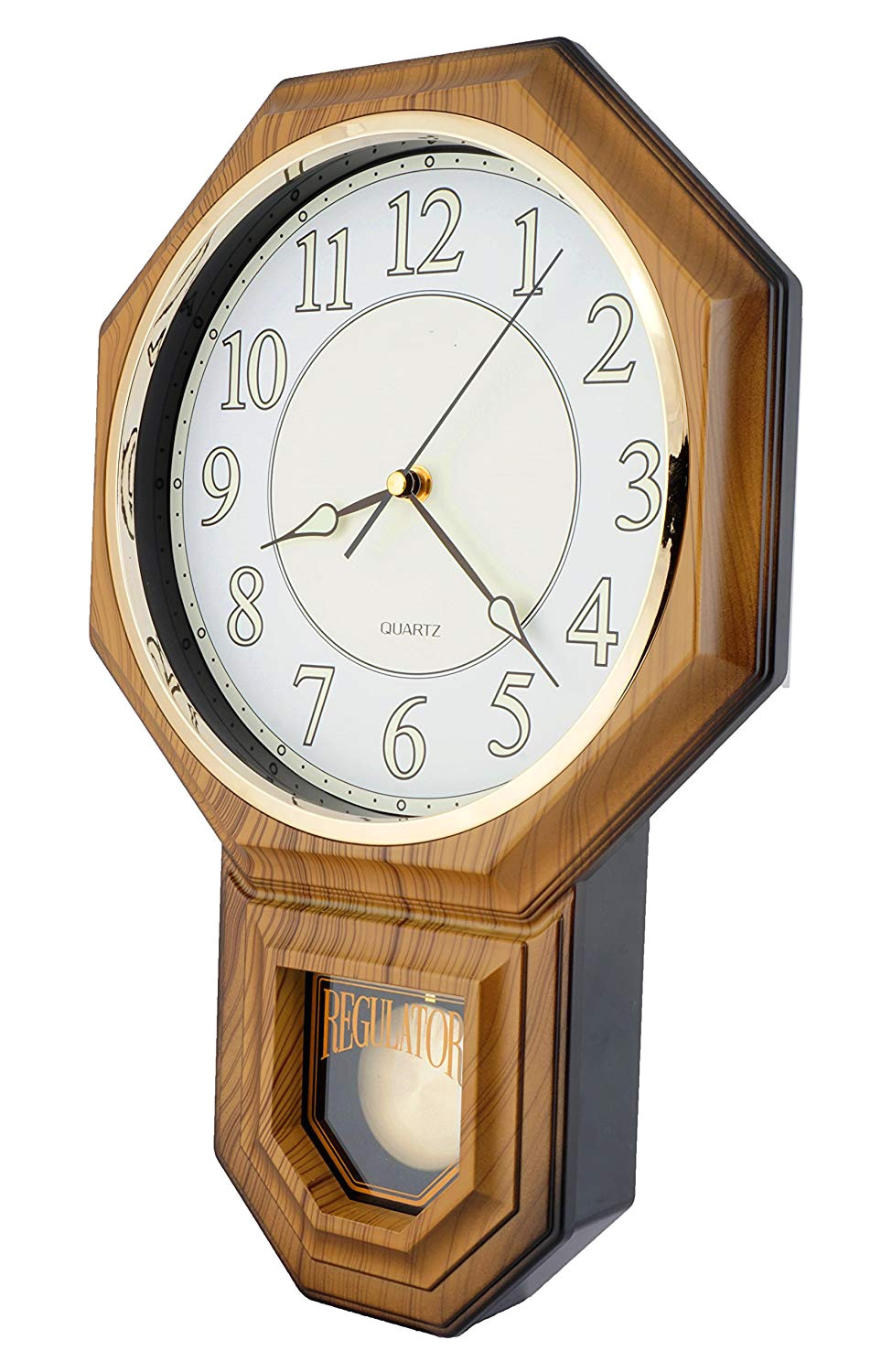 amazon com justime traditional schoolhouse pendulum luminous wall clock chimes hourly with westminster melody made in taiwan pp0258 l lw light wood