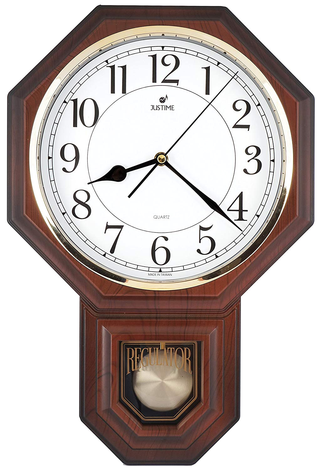 amazon com traditional schoolhouse easy to read pendulum plastic wall clock chimes every hour with westminster melody made in taiwan 4aa batteries