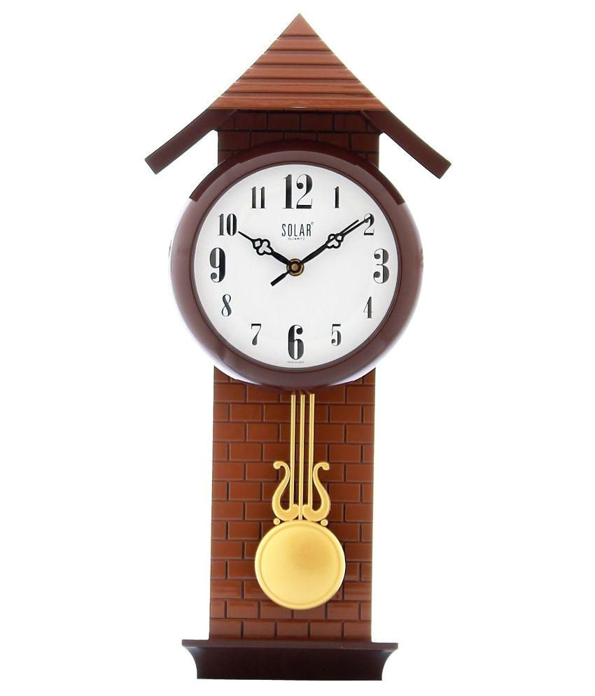 fieesta brown solar analog pendulum wall clock