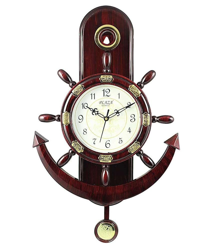 plaza brown pendulum wall clock