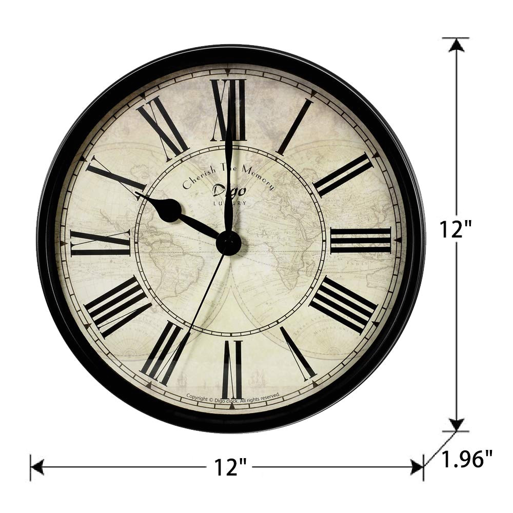 amazon com omeya wall clock 12 inch silent non ticking clock quarzt battery operate decorative retro roman european style vintage for living room bedroom