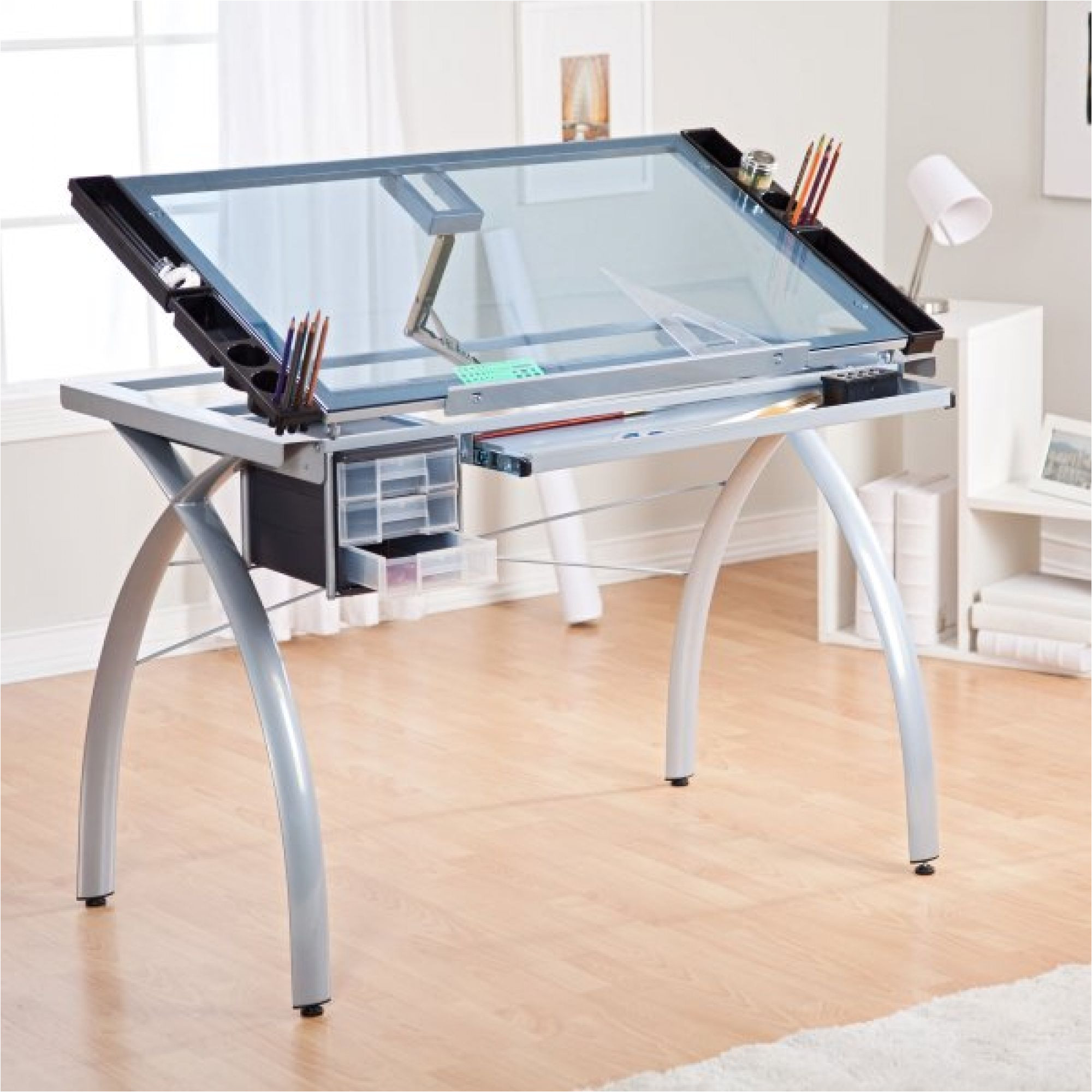 studio designs glass top futura drafting table