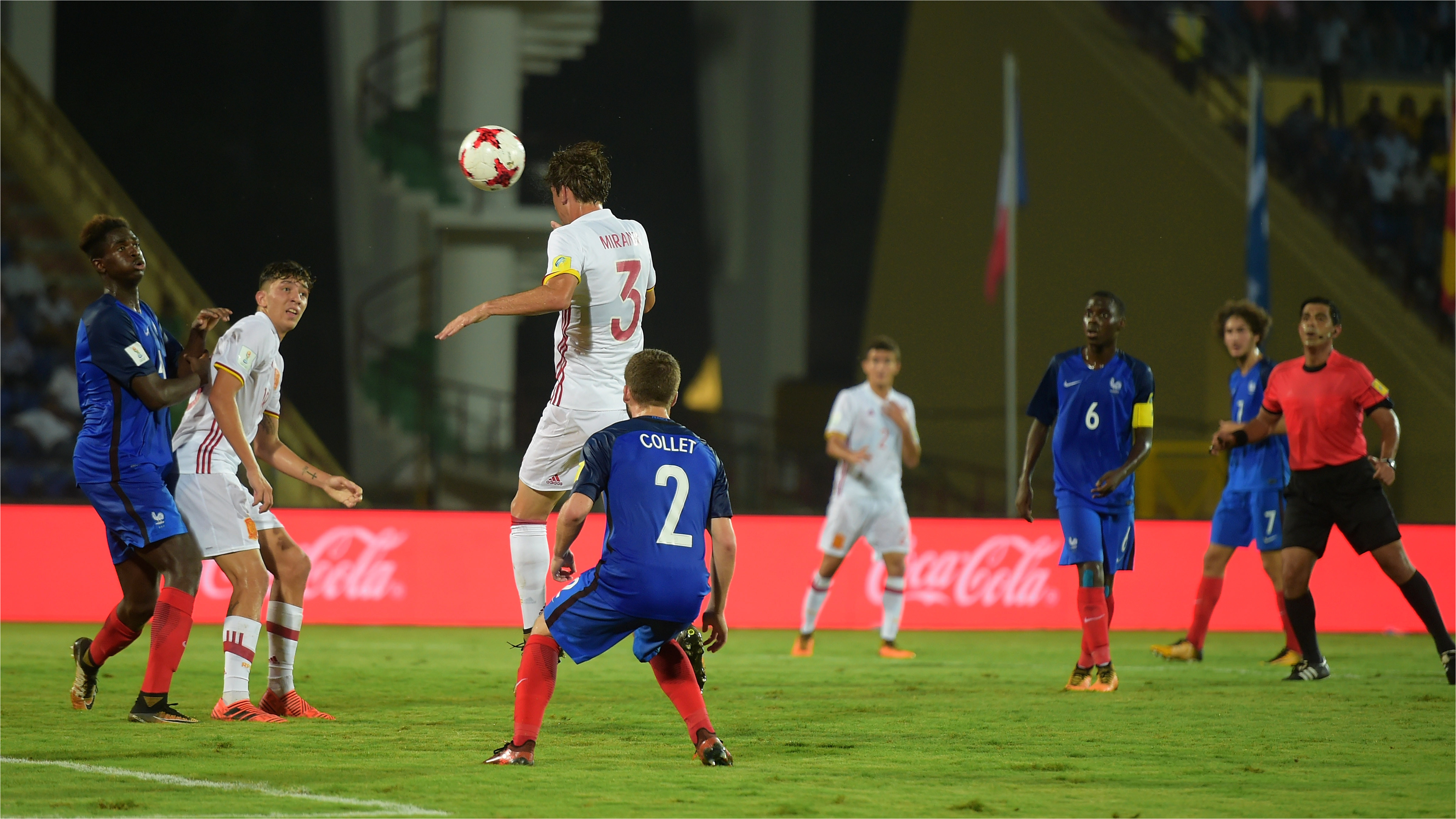 juan miranda of spain celebrates scoring his sides first goal during the fifa u 17 world cup india 2017 round of 16 match between france and spain at indira