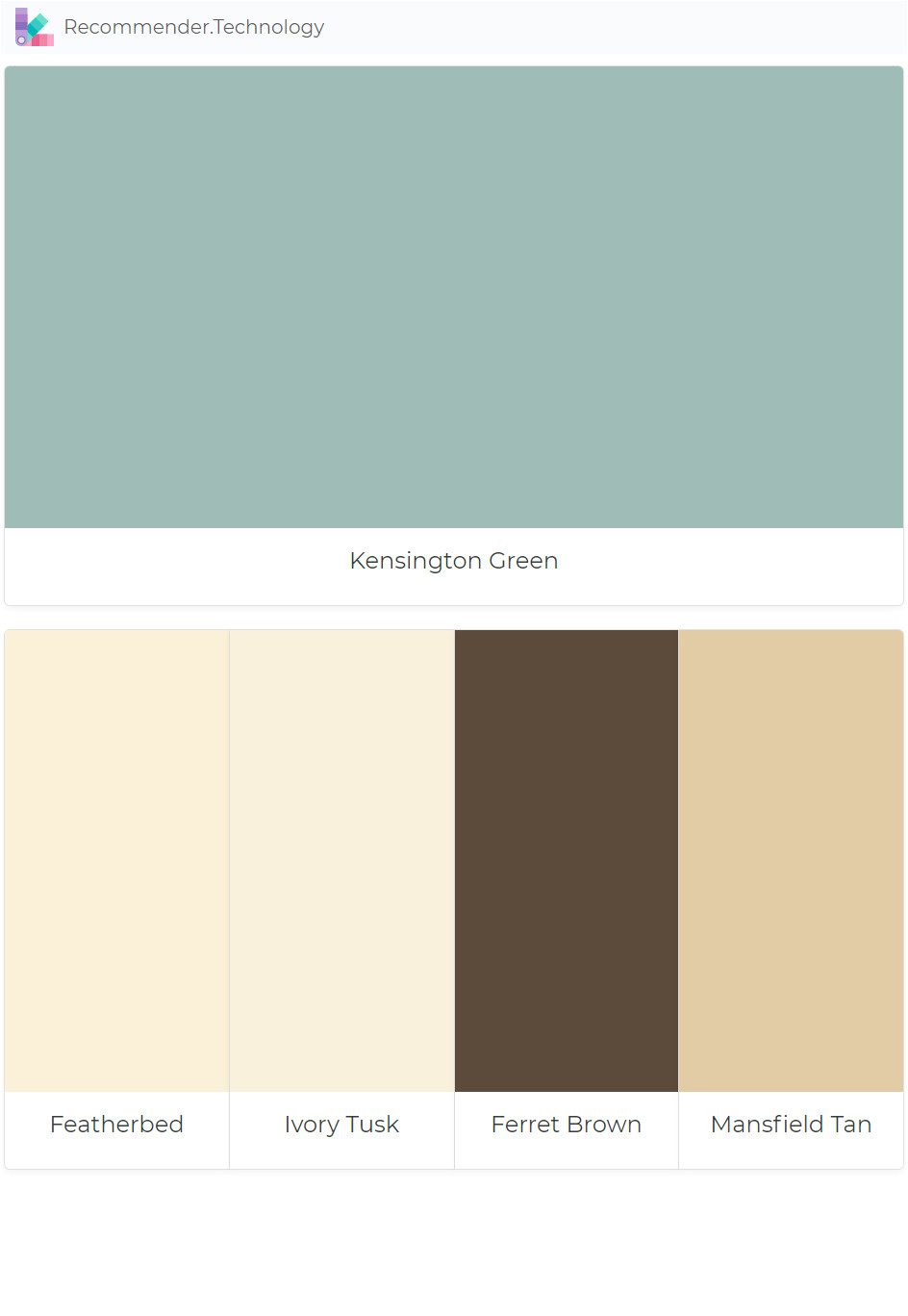 kensington green featherbed ivory tusk ferret brown mansfield tan paint color palettes