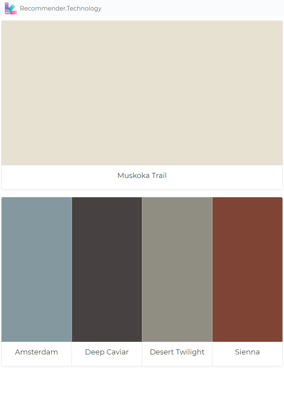 muskoka trail amsterdam deep caviar desert twilight sienna paint color palettes