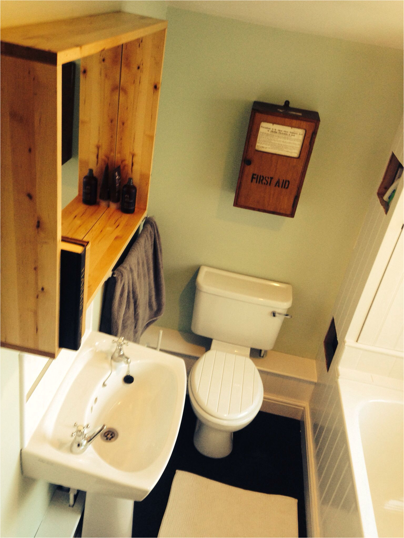 new bathroom with willow tree by dulux and an old first aid box dulux