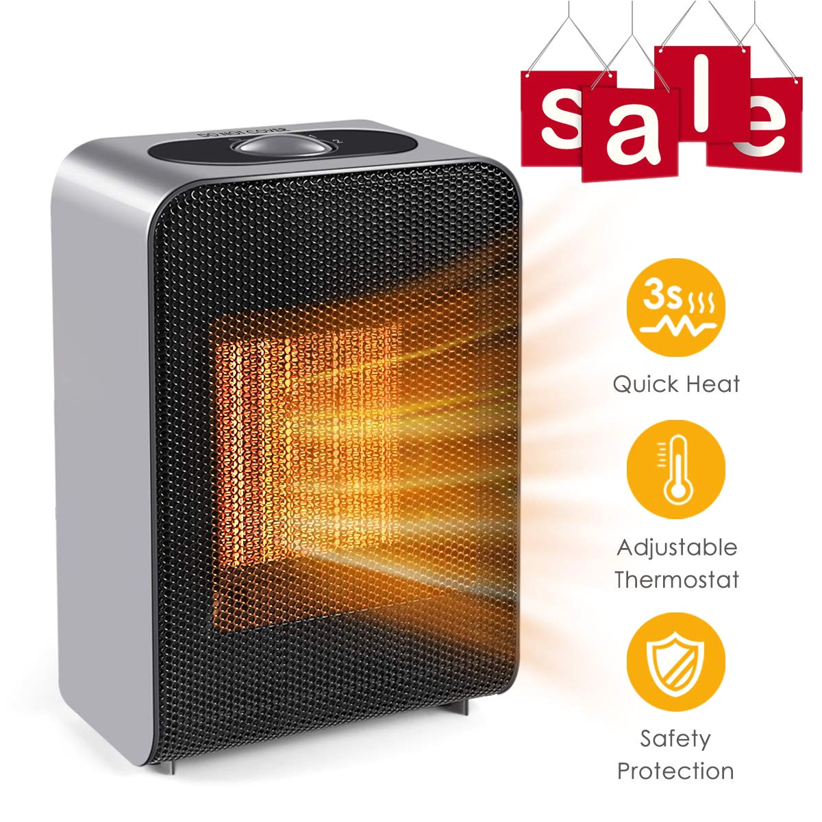 ceramic space heater cakie fast heating fan with auto shut off portable with adjustable thermostat