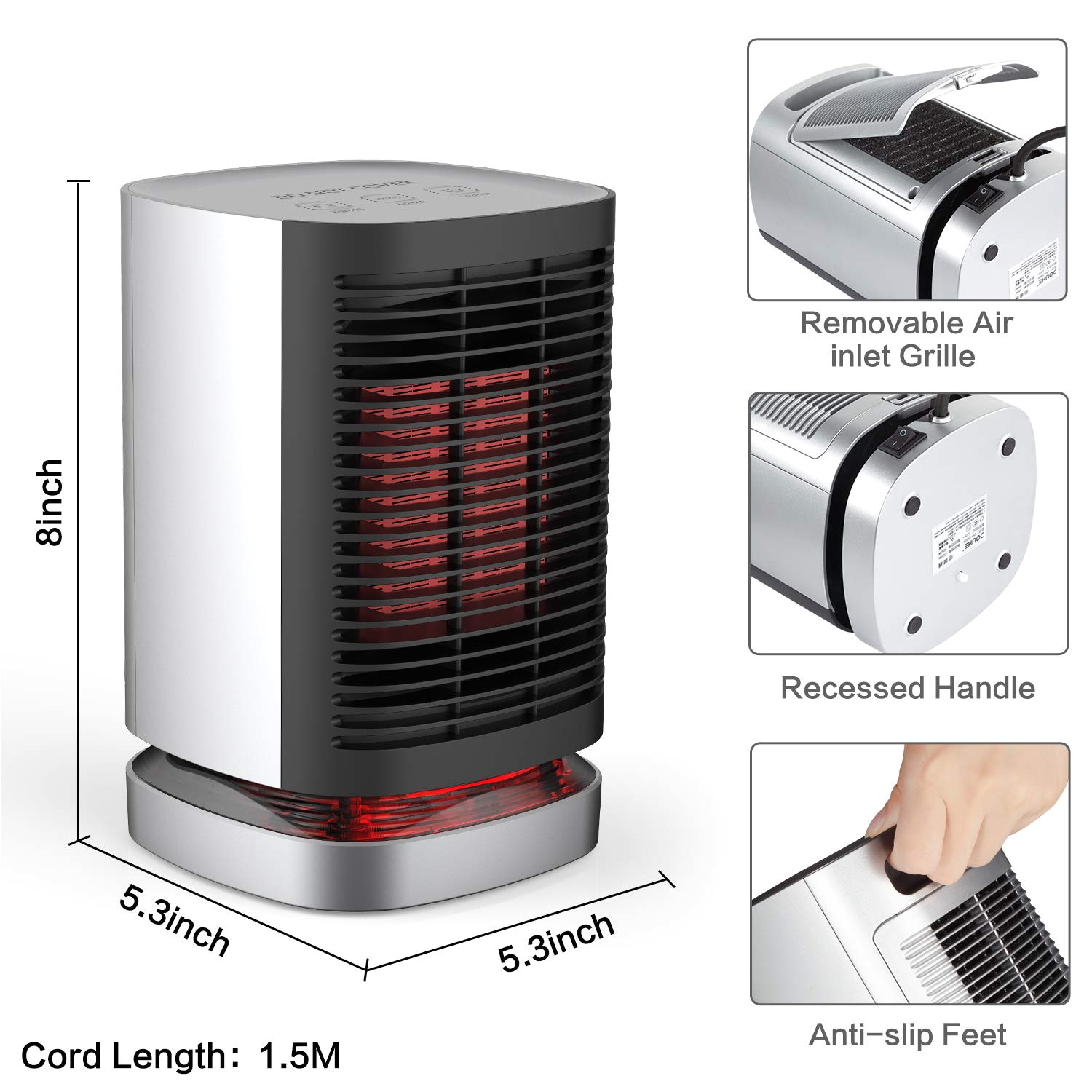 amazon com ailuki portable space heater 950w with oscillating function indoor desk personal heater with tip over and overheating protection ptc electric 2s