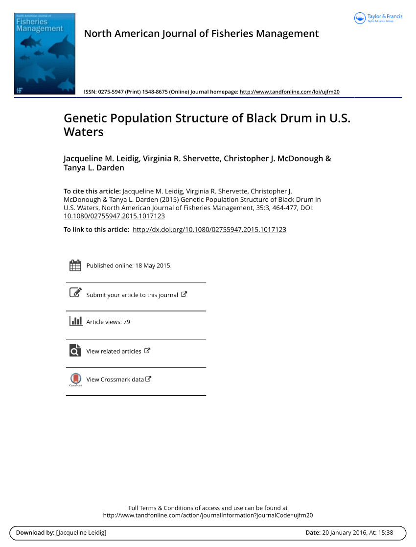 pdf genetic population structure of black drum in u s waters