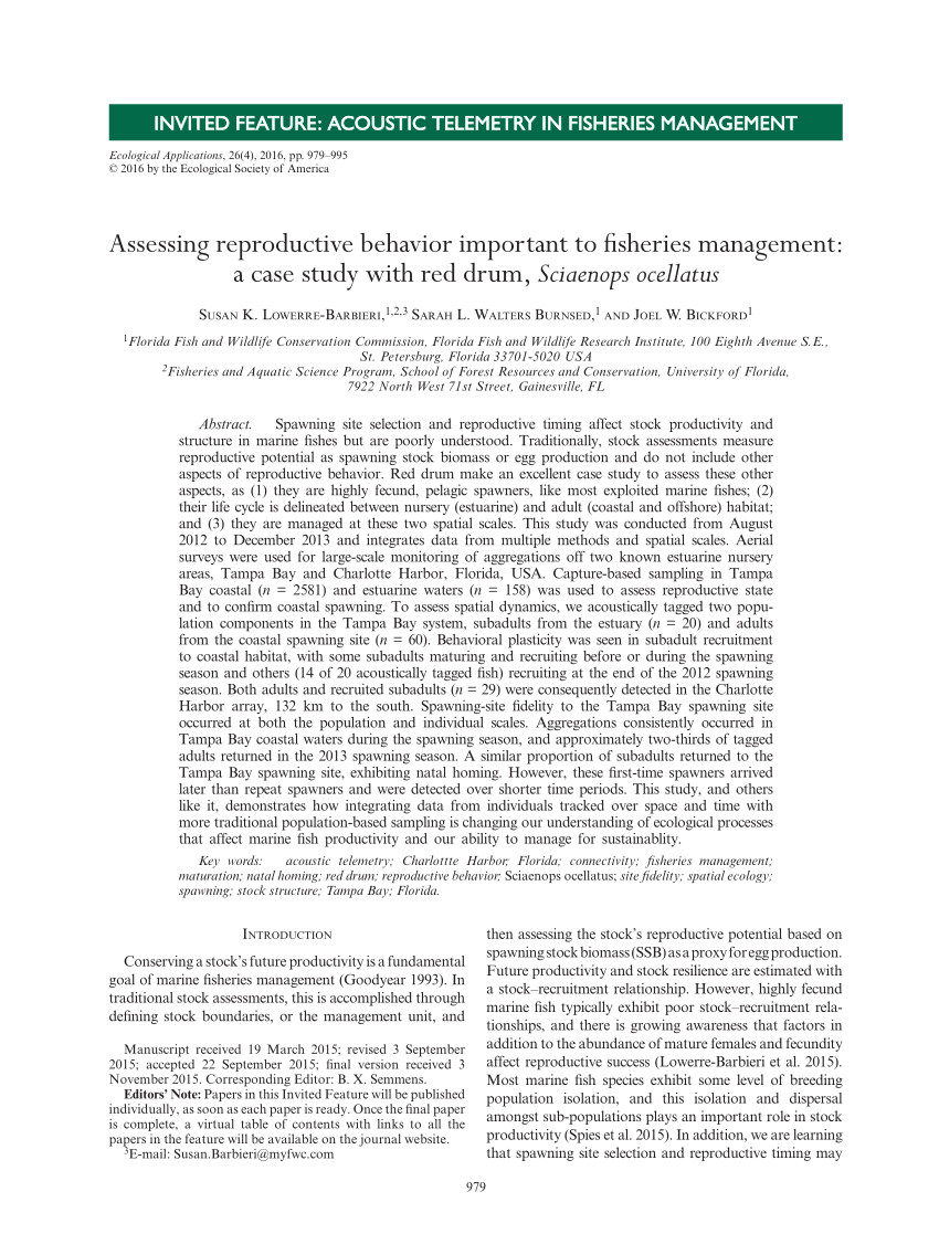 pdf movement patterns of adult red drum sciaenops ocellatus in shallow florida lagoons as inferred through autonomous acoustic telemetry