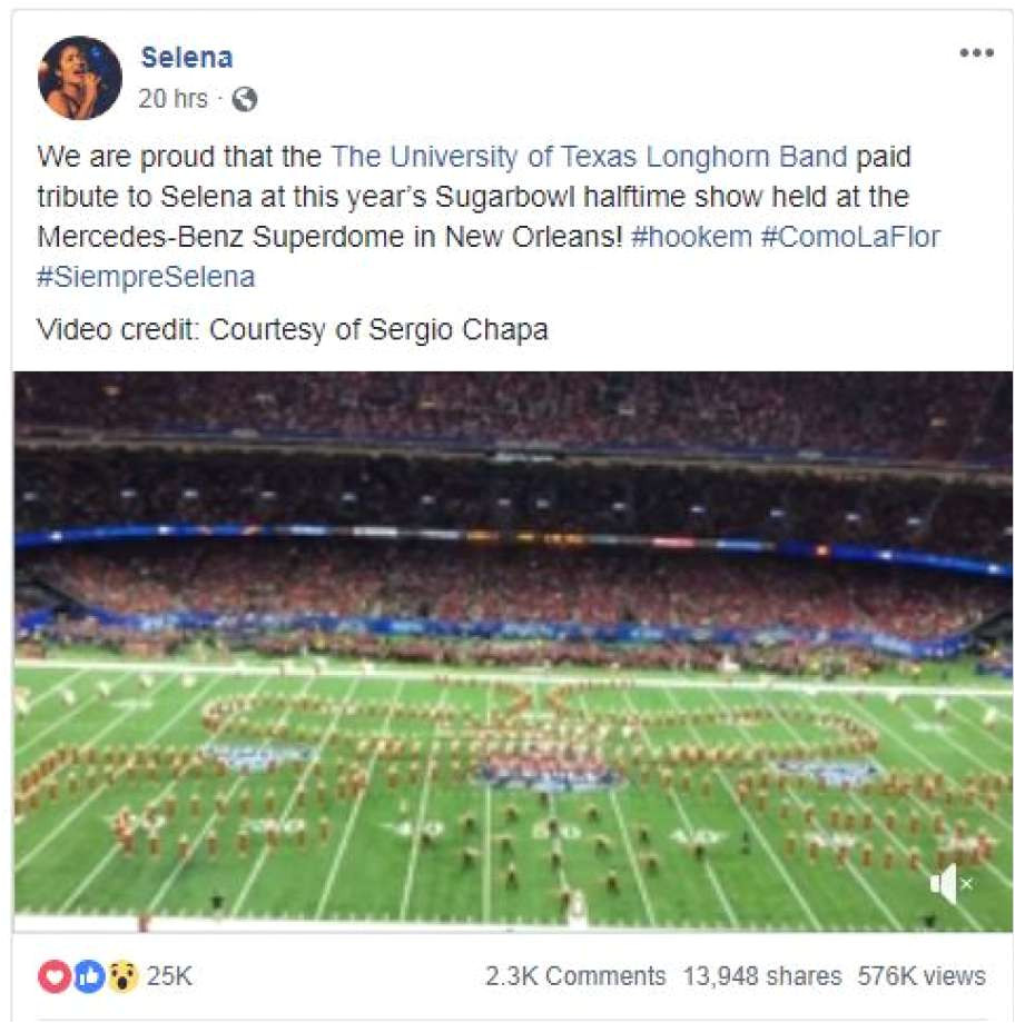 Breaking News In San Marcos Tx Selena S Fan Page Proud Of Como La Flor Sugar Bowl Performance