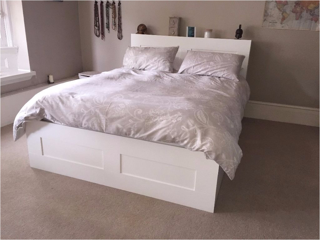 ikea brimnes bed frame 160 x 200 cm with storage and headboard in
