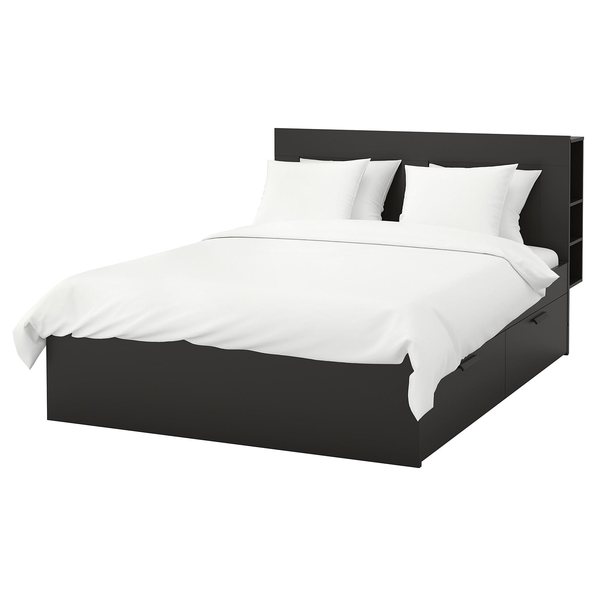 brimnes bed frame with storage headboard black luroy