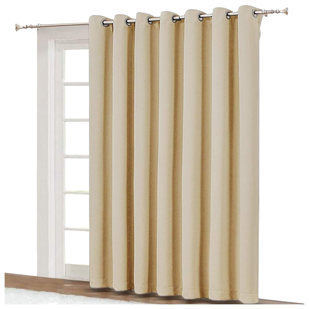 amazon com nicetown extra wide patio door curtain energy smart noise reducing grommet thermal insulated wide width drapes sliding door curtain for