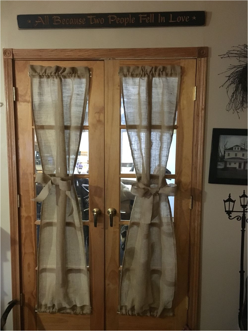 burlap french doors diy