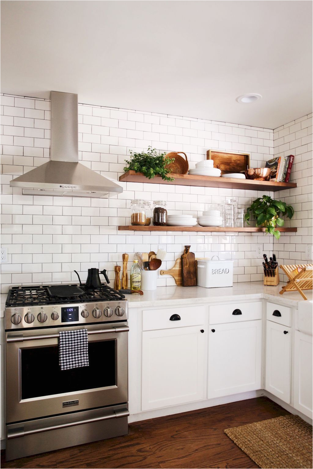 modern farmhouse kitchen decor ideas 32 kitchen with floating shelves small kitchen tiles