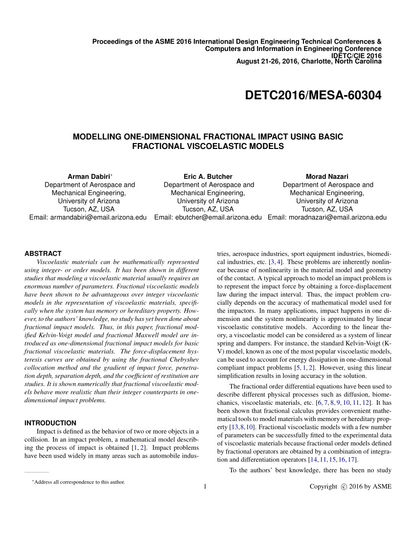 pdf modelling one dimensional fractional impact using basic fractional viscoelastic models received the best paper award