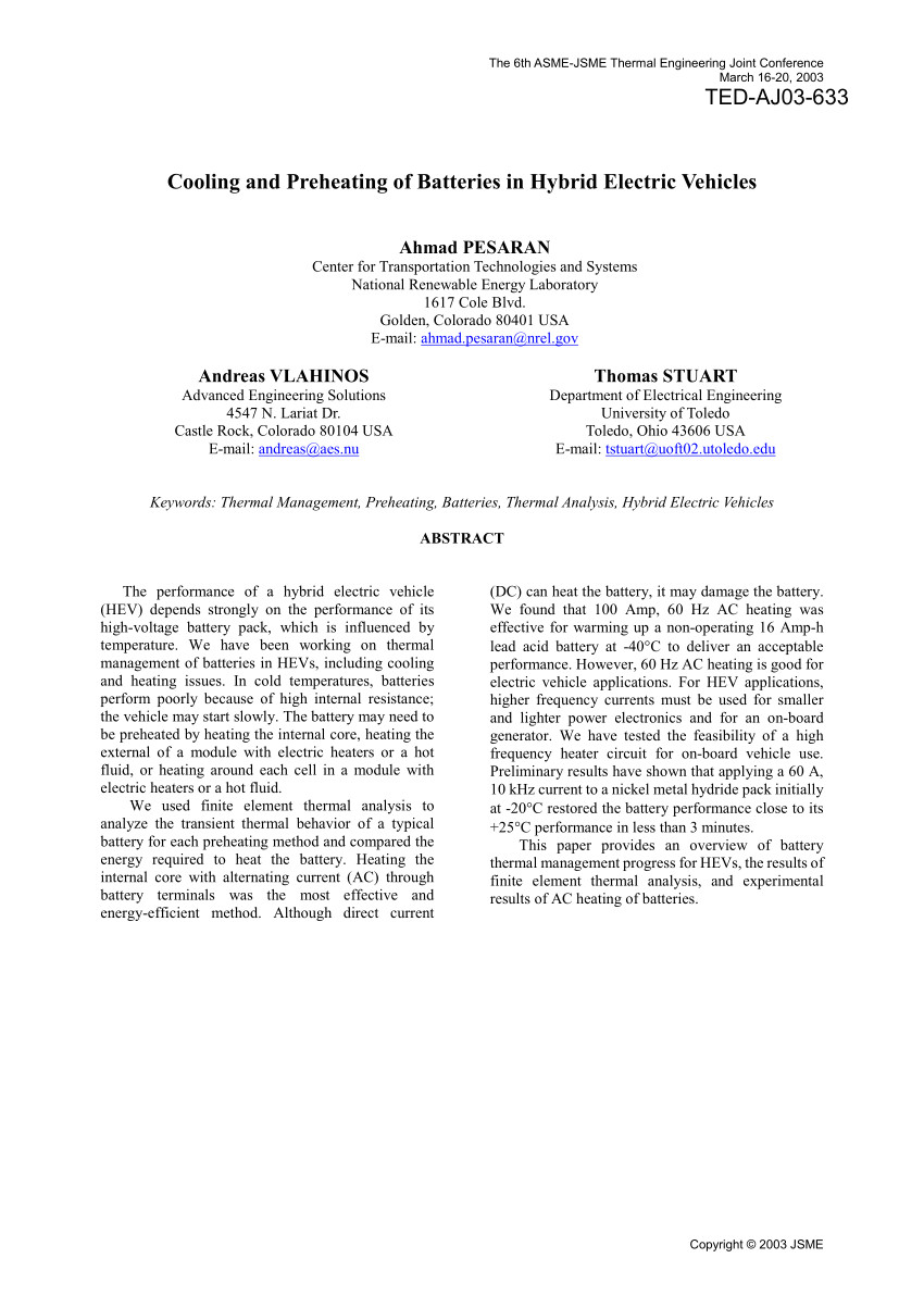 pdf cooling and preheating of batteries in hybrid electric vehicles