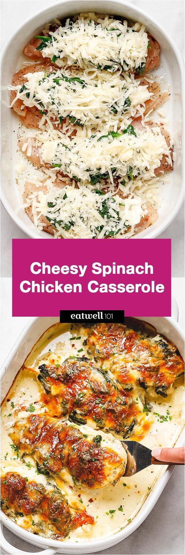 spinach chicken casserole with cream cheese and mozzarella