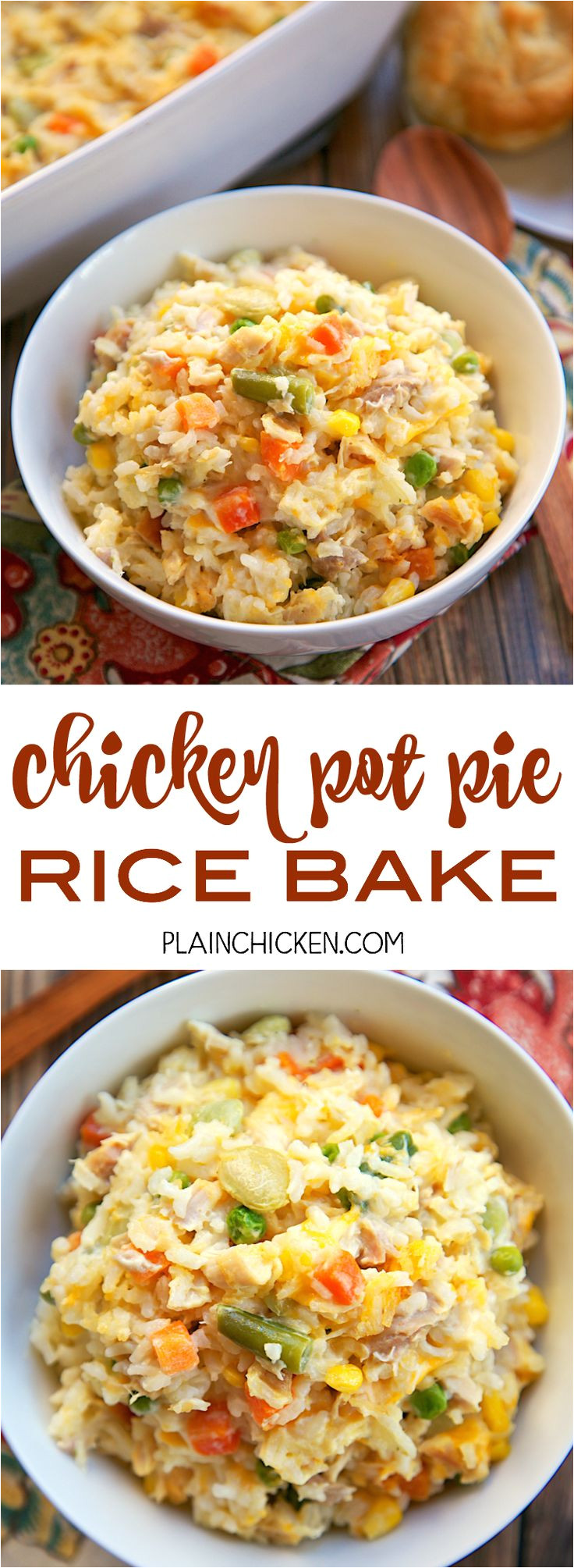 chicken pot pie rice bake chicken mixed vegetables cheddar cream of chicken