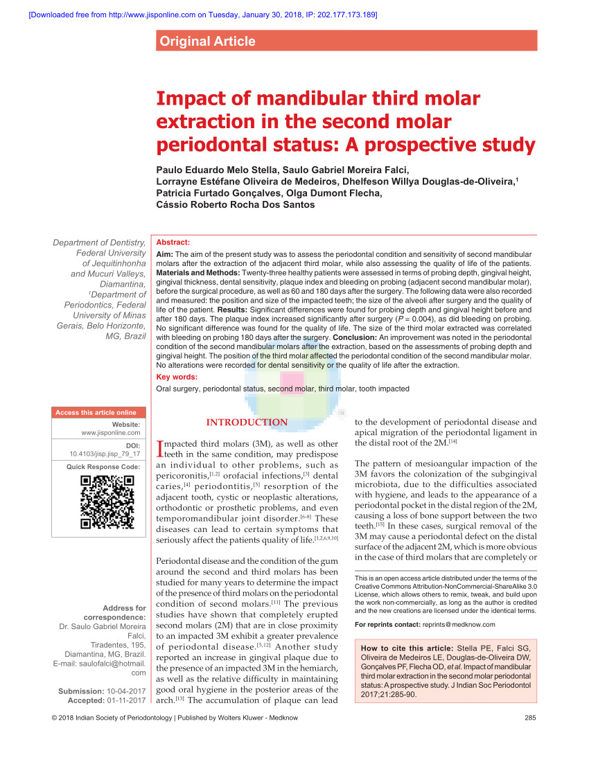 effects of surgical removal of mandibular third molar on the periodontium of the second molar request pdf