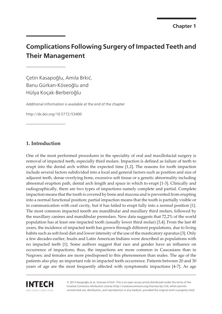 pdf complications following surgery of impacted teeth and their management