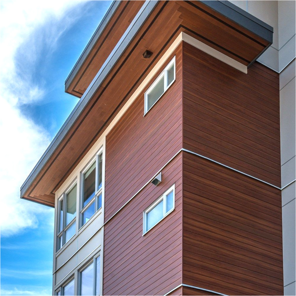 longboard aluminum cladding 6 v groove dark cherry faux wood panelling wood accent feature soffit siding covering house building store