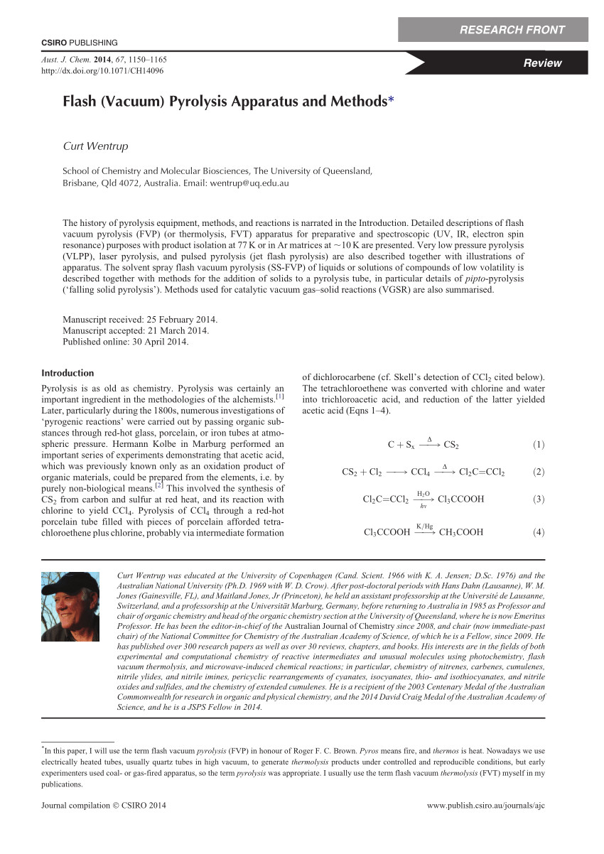 pdf flash vacuum pyrolysis apparatus and methods