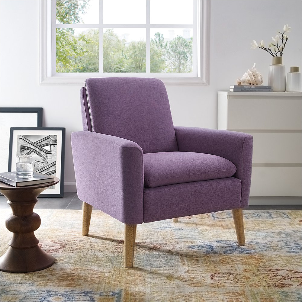 amazon com lohoms modern accent fabric chair single sofa comfy upholstered arm chair living room furniture purple kitchen dining