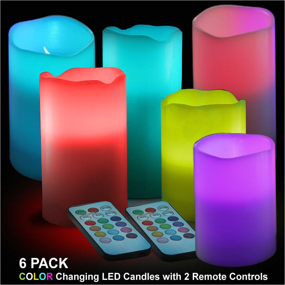 6 pack real wax led flameless colour changing candle lights w 2 remote controls ebay