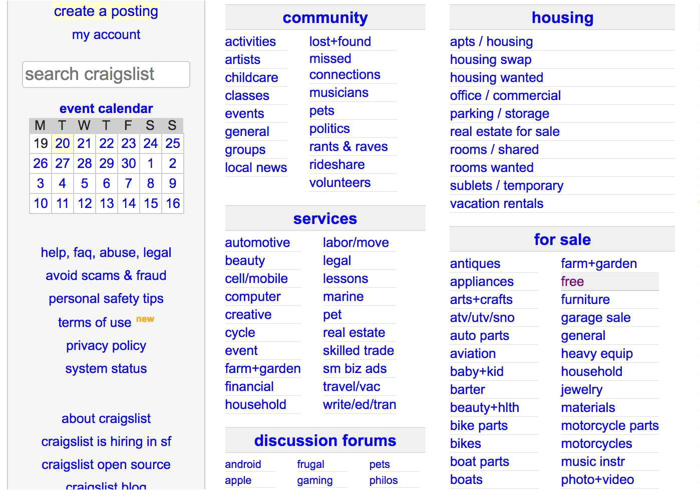 craigslist for sale categories free