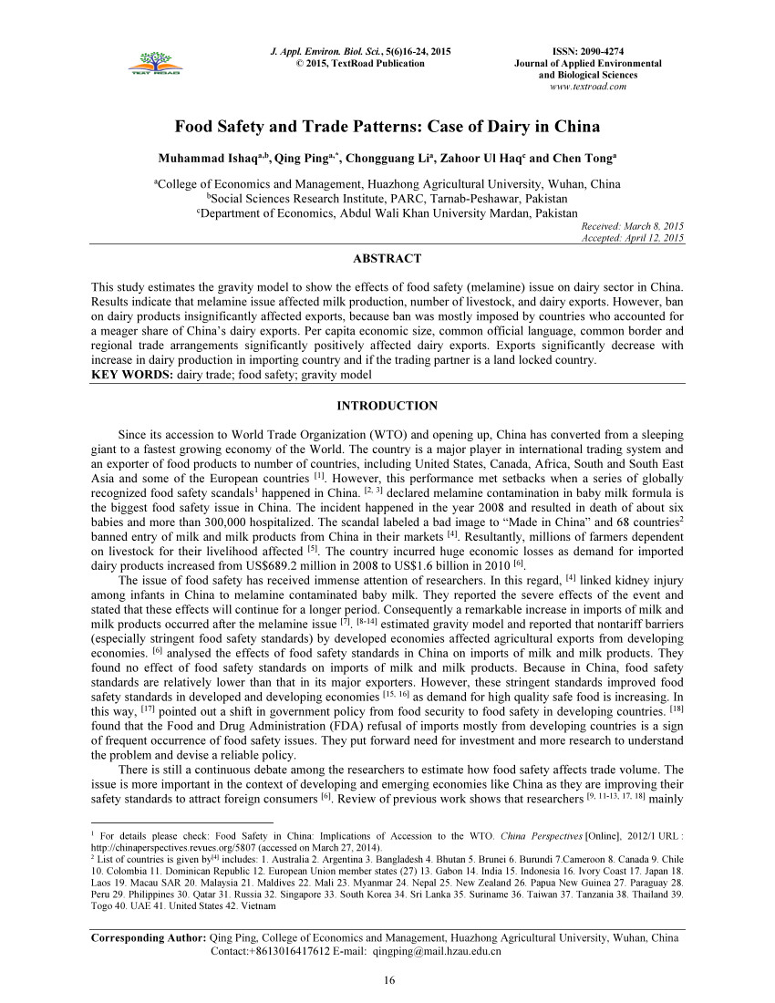 pdf melamine food recalls effects of melamine on animal human health food safety and economic trade