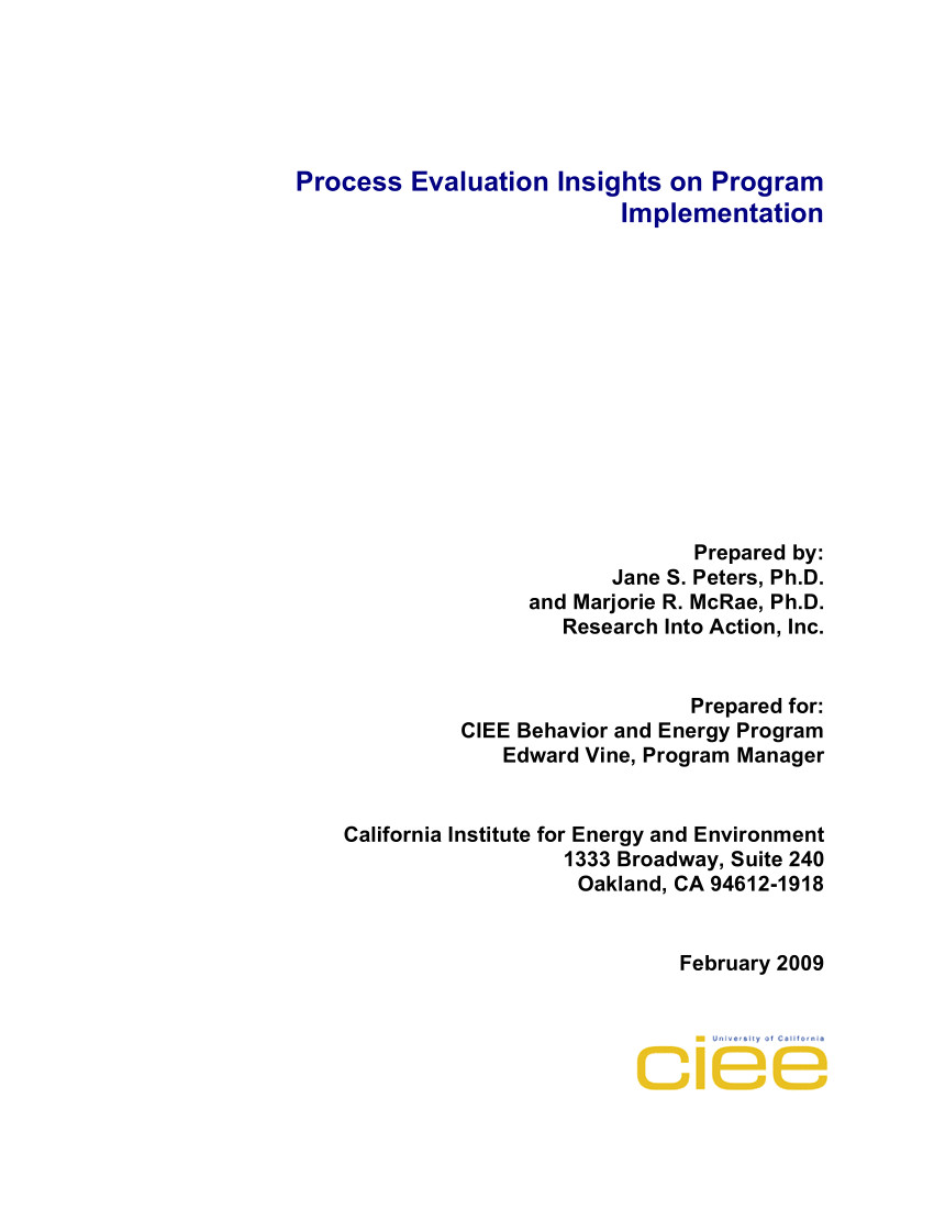 pdf process evaluation insights on program implementation prepared by