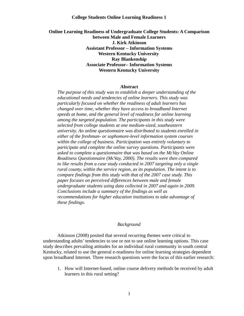 pdf student preparedness for university e learning environments