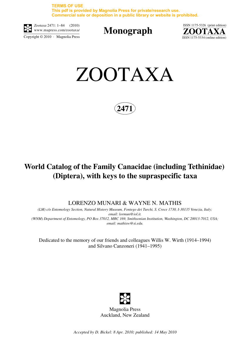 pdf world catalog of the beach fly family canacidae diptera