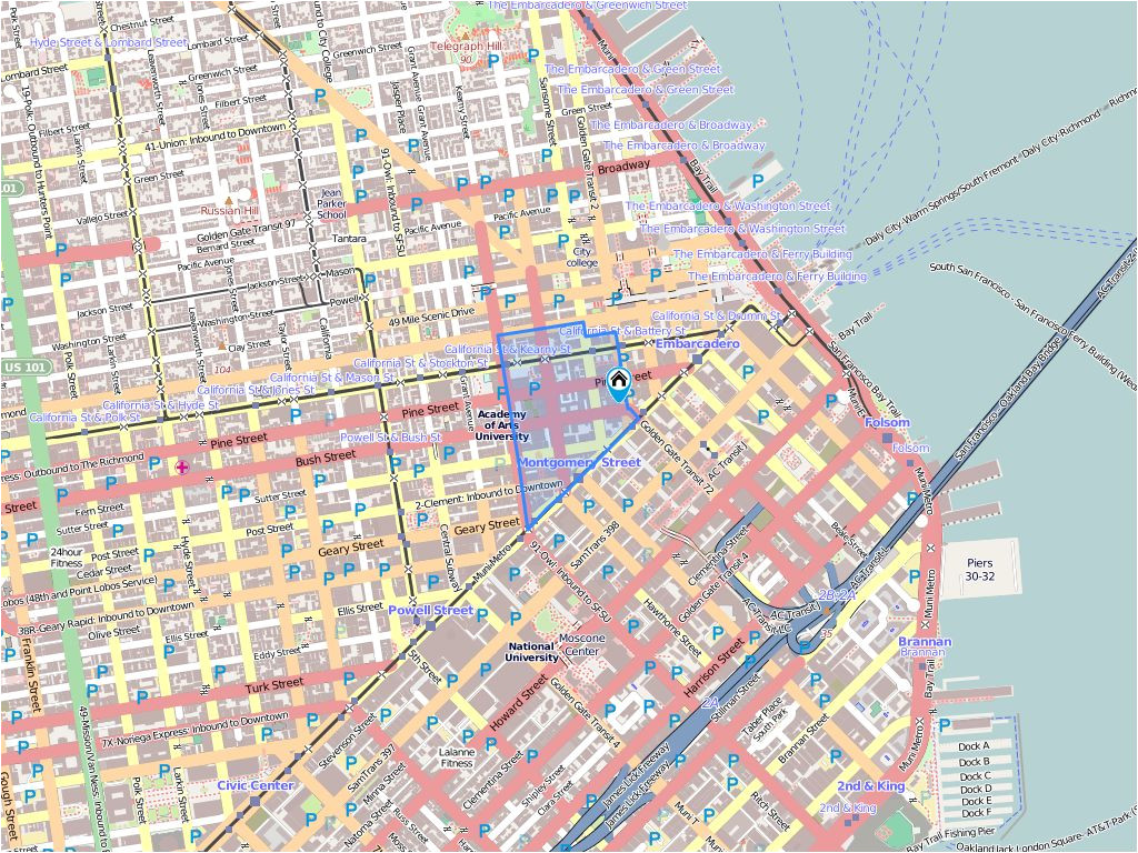 zip code 94104 map positioned at 345 california st san francisco ca 94104