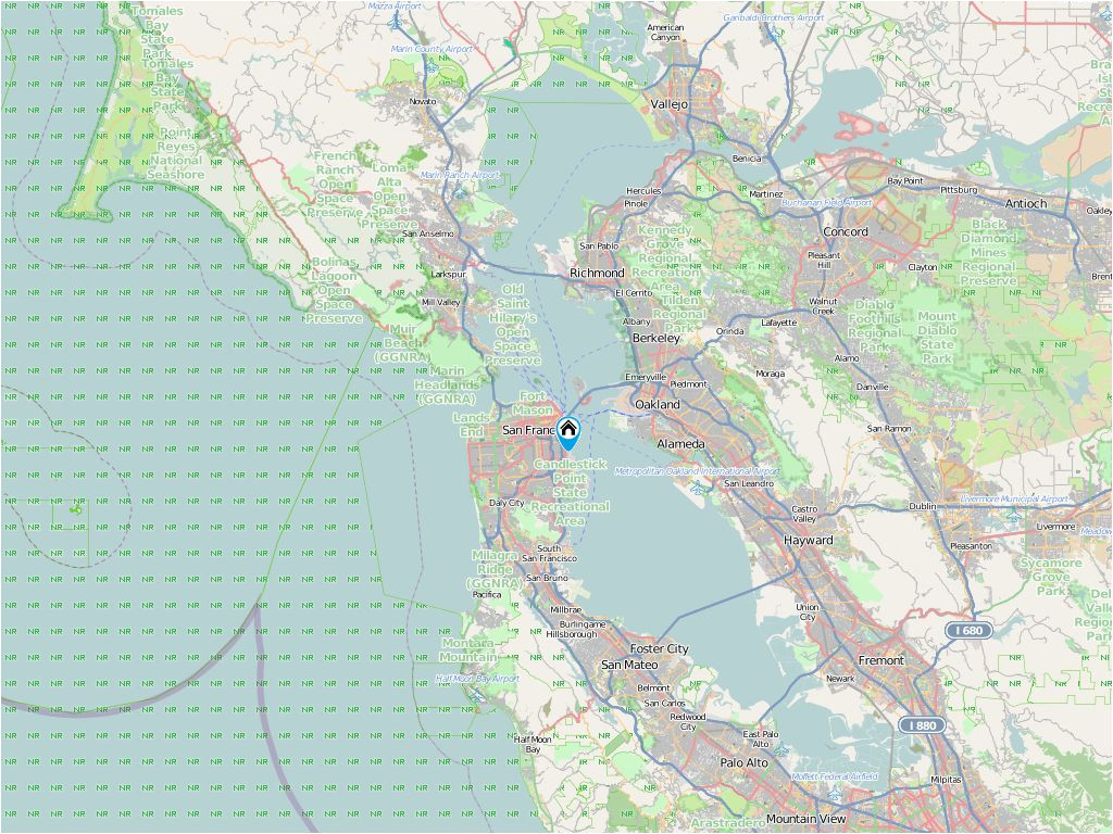 a map of sf is displayed with its city boundaries and the location of