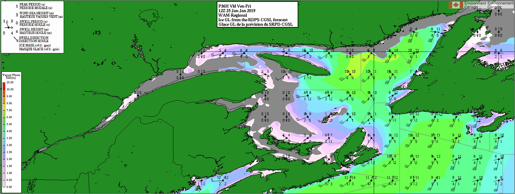 canada map of the gulf of st lawrence with the wind sea and swell