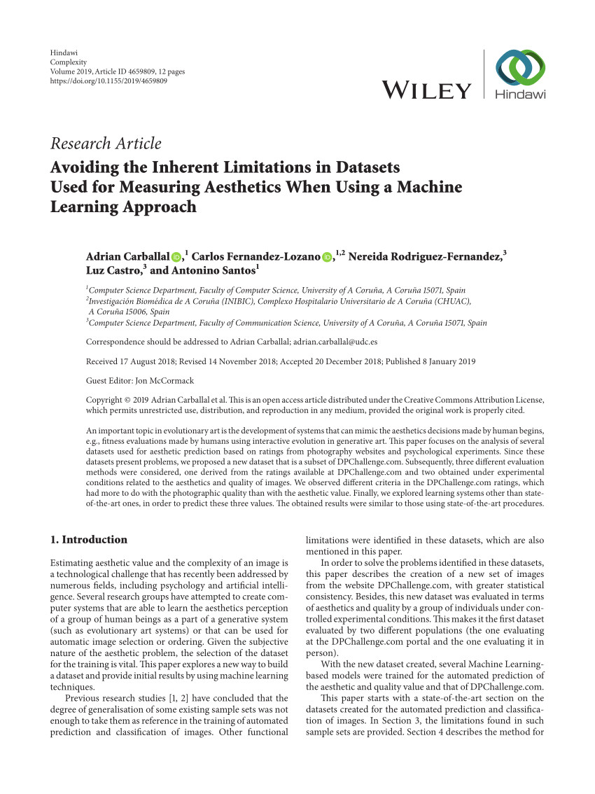 pdf avoiding the inherent limitations in datasets used for measuring aesthetics when using a machine learning approach