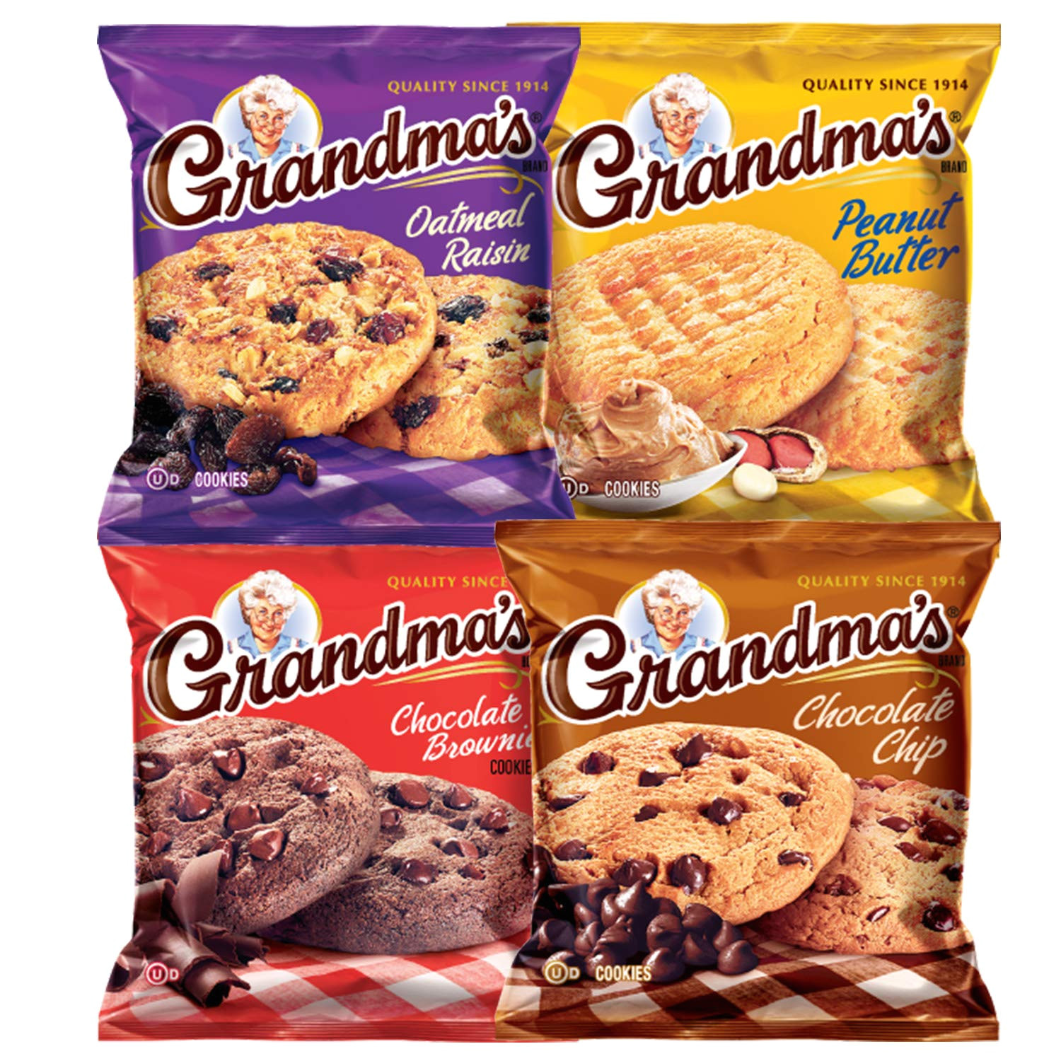 amazon com grandma s cookies variety pack includes chocolate brownie chocolate chip oatmeal raisin peanut butter by variety fun 100 count