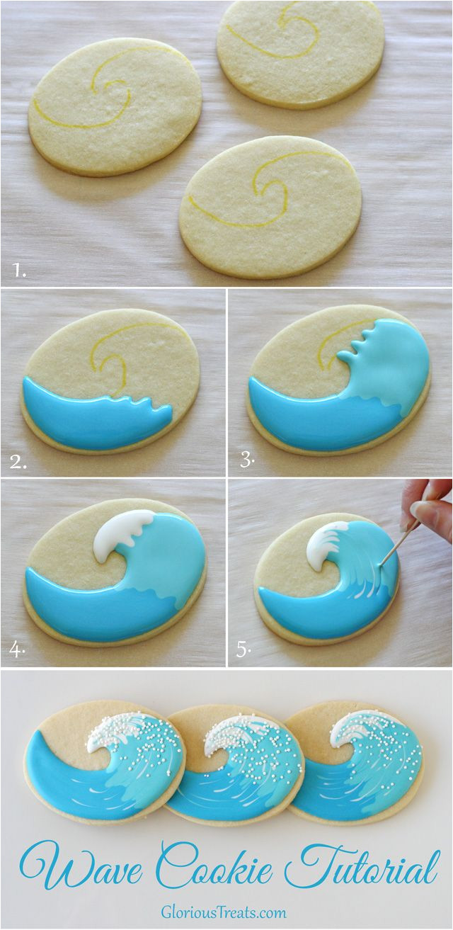 surfboard and wave cookies