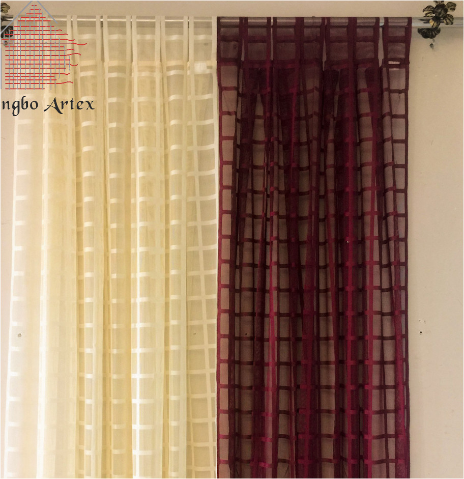 artex 2018 novo xadrez estilo americano de linho cortinas de voile painel cortina sheer cortinas sala cortinas para a cozinha