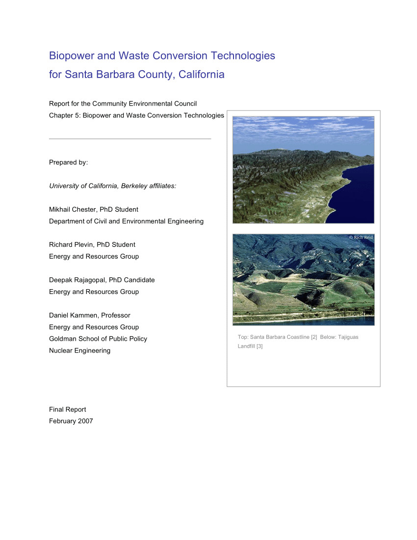 pdf biopower and waste conversion technologies for santa barbara county california